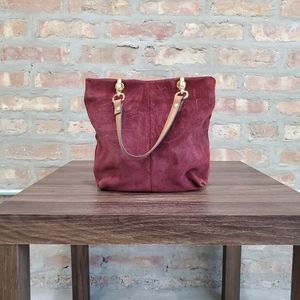 🚫SOLD🚫Burgundy & Gold Genuine Suede Purse